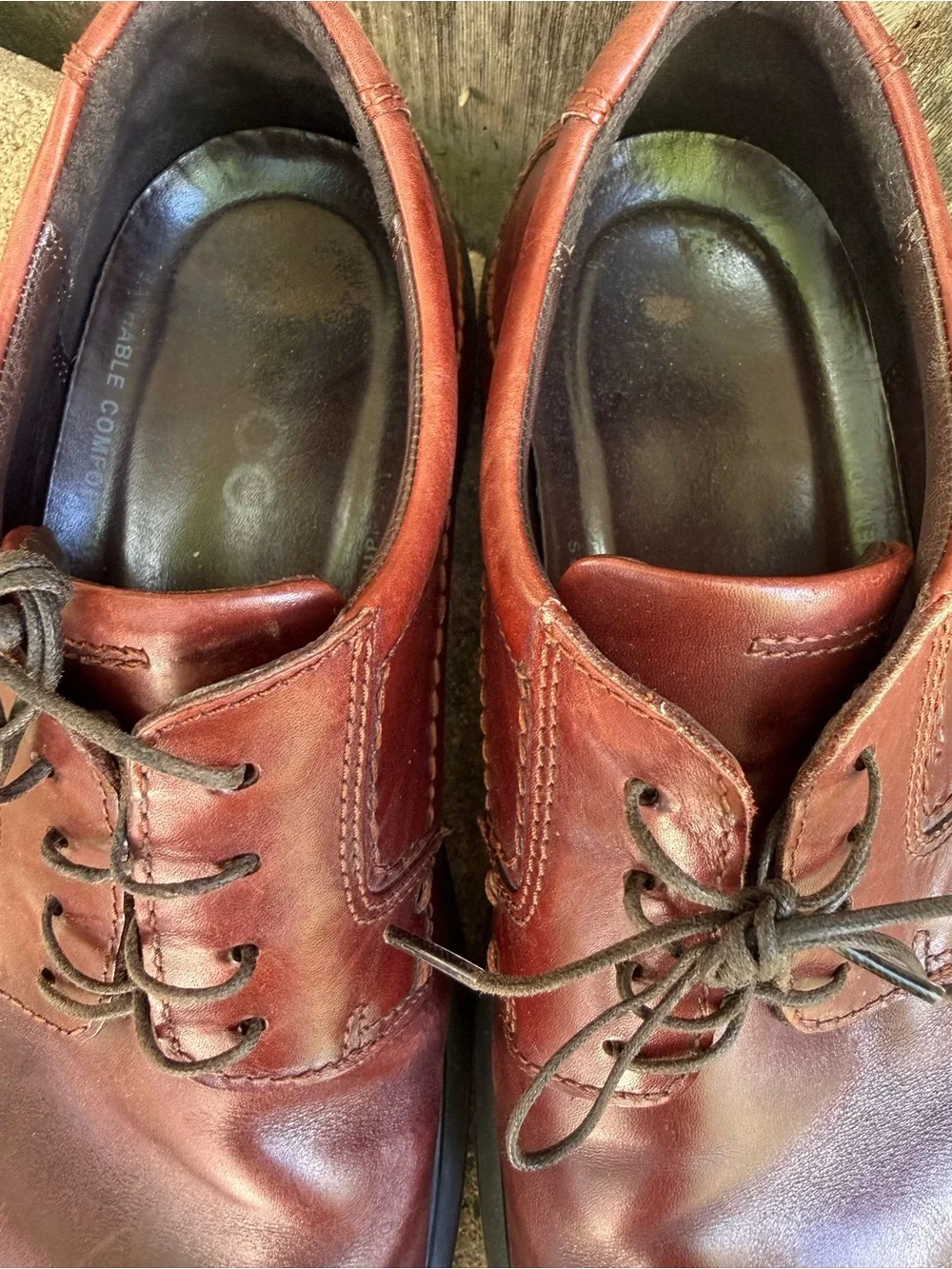 Ecco Men's Chestnut Brown Leather Derby Lace Up Shoes Size 45